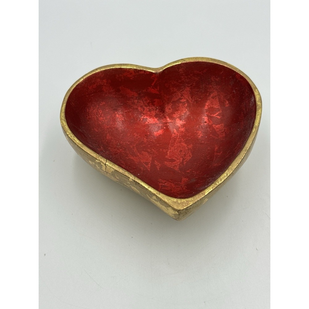 Wood Heart Shape Red‎ Jewelry Trinket Tray Bowl